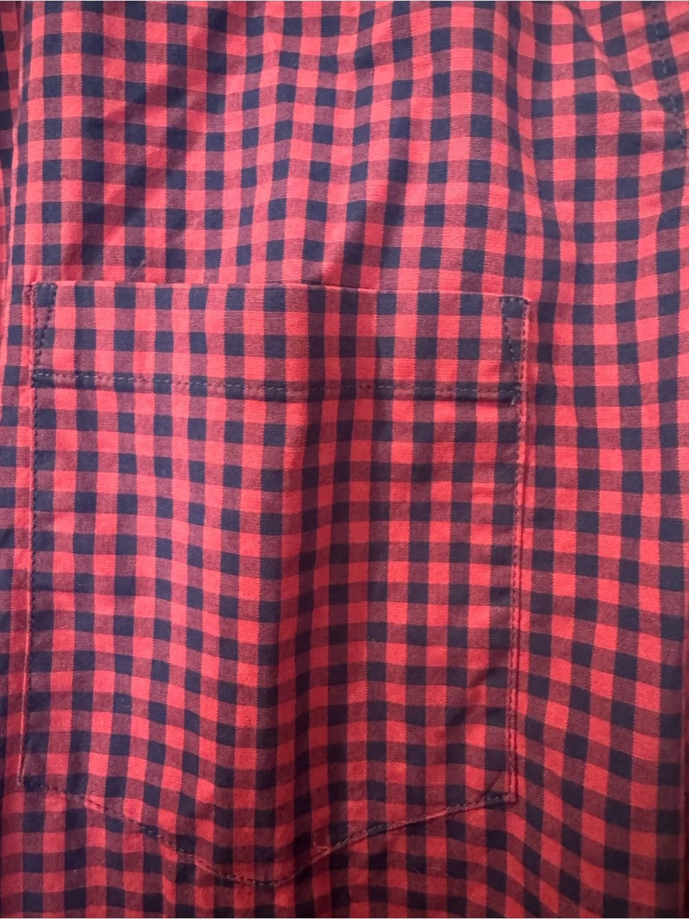 J.Crew Red & Navy Blue Gingham Slim Untucked Long Sleeve Shirt Sz Large